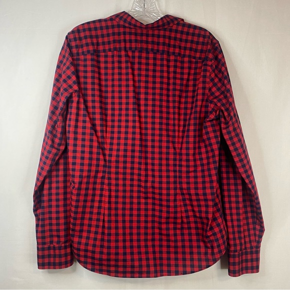 CHAPS Plaid Collared Button Down Flannel Red Navy Blue Buffalo Check Size Large - Picture 7 of 12